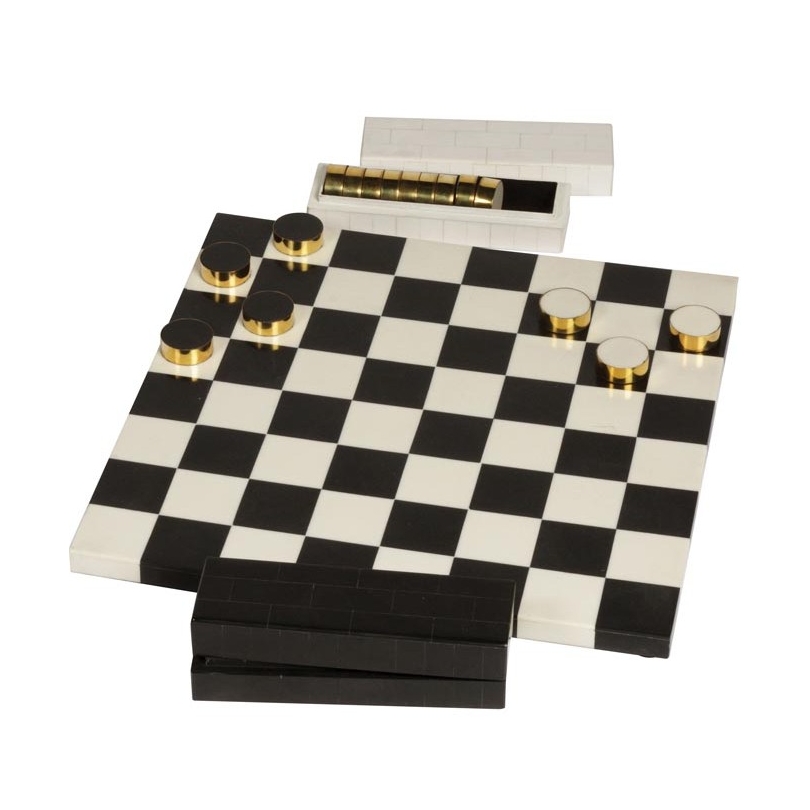 Jeu de dame en résine et laiton