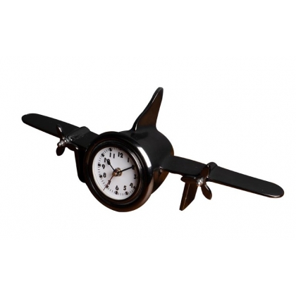 Pendule de bureau Avion en aluminium noir