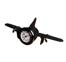 Pendule de bureau Avion en aluminium noir