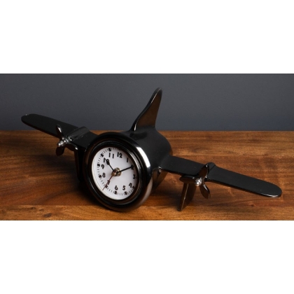 Black aluminium ‘Airplane’ desk clock