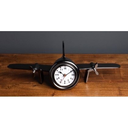 Black aluminium ‘Airplane’ desk clock