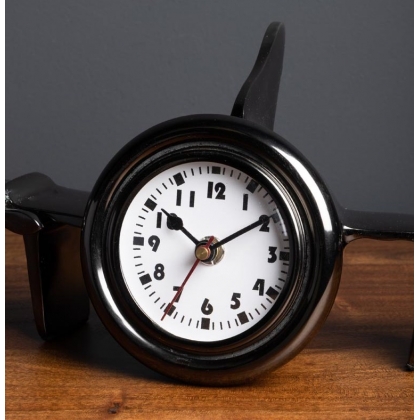 Black aluminium ‘Airplane’ desk clock