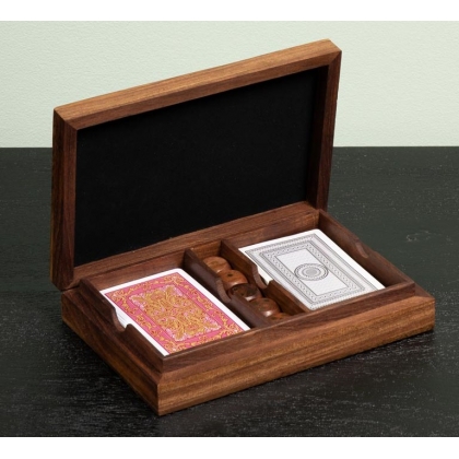 Boîte de cartes à jouer et dés, inserts en laiton