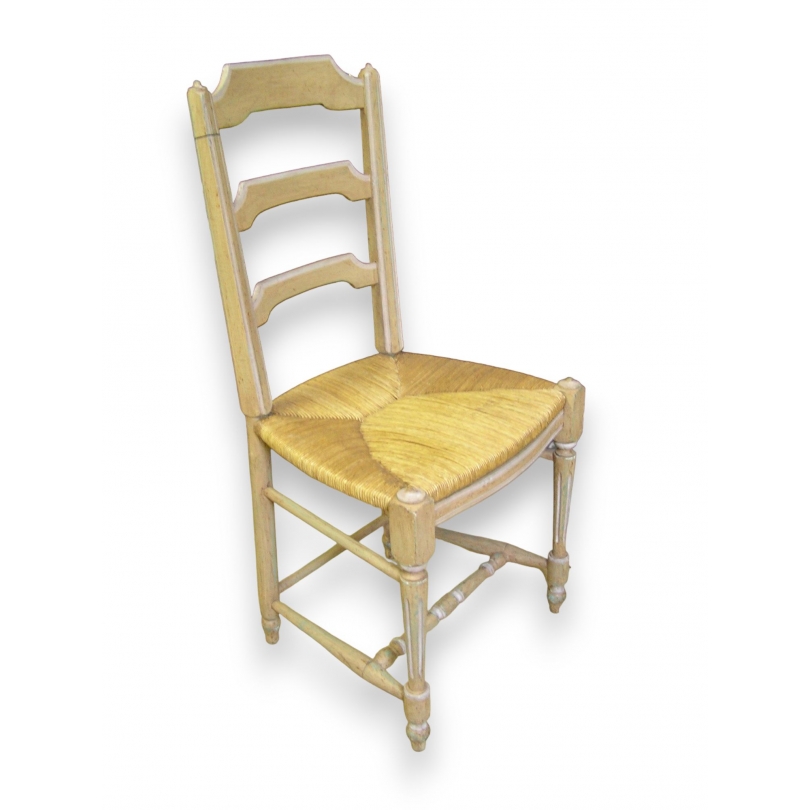 Chaise style Louis XVI paillée, cérusée