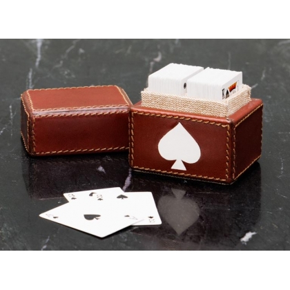 Boîte de cartes à jouer miniature en cuir