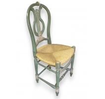 Chaise style Louis XVI paillée, dossier lyre