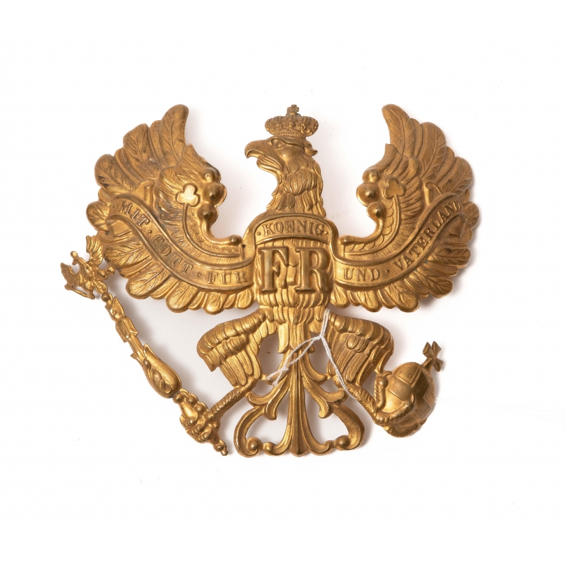 Décoration de casque Aigle en laiton repoussé