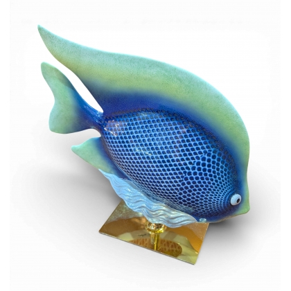 Poisson en porcelaine bleue de MANGANI