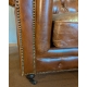 Canapé Chesterfield 3 place en cuir brun