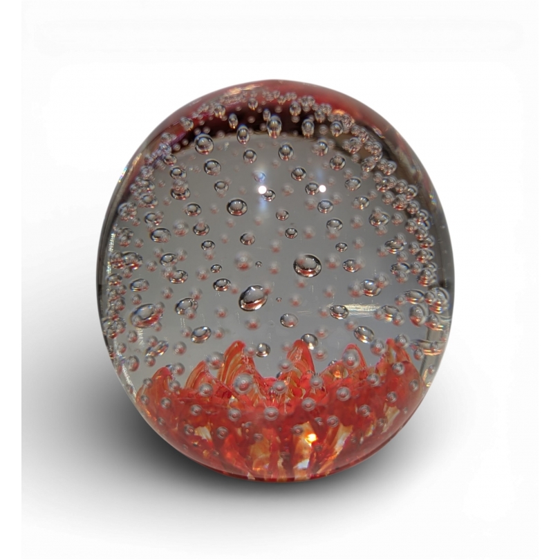 Glass ball paperweight with bubbles