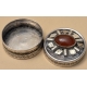 Petite boite ronde Cornaline en argent 800