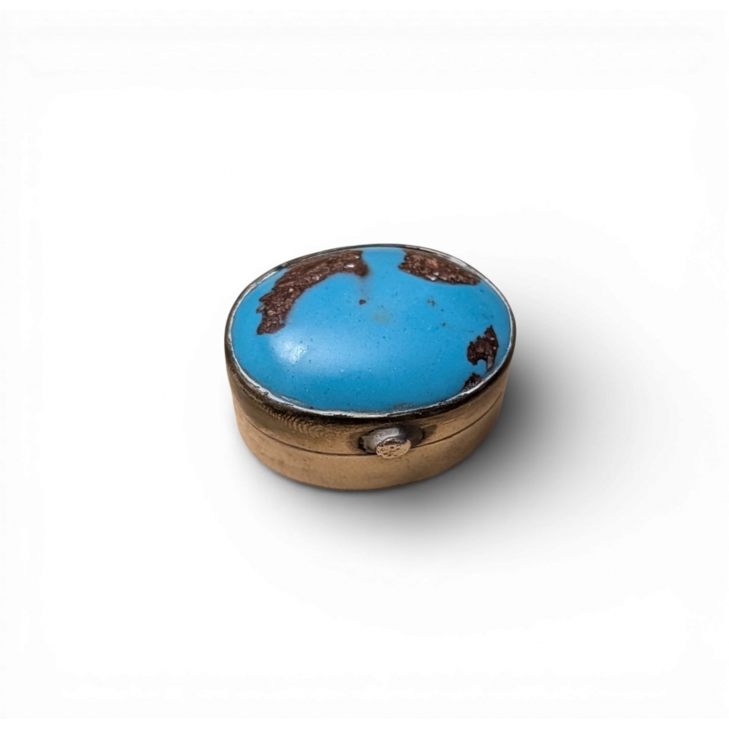 Petite boite ovale Turquoises en argent 800