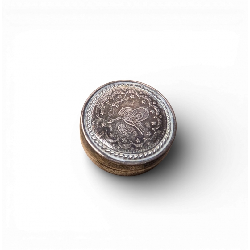 Petite boite ronde Pièce Turque en argent 800