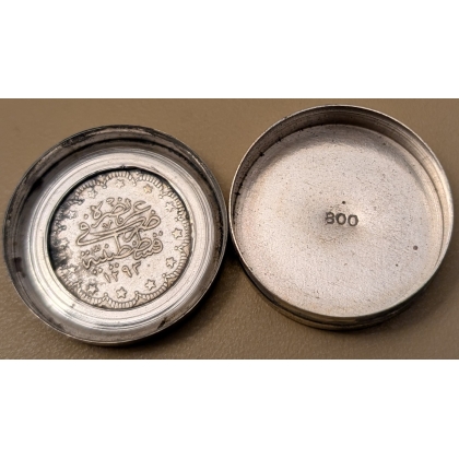 Petite boite ronde Pièce Turque en argent 800