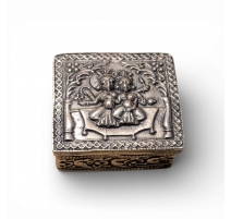 Petite boite carrée deux Ganesh en argent
