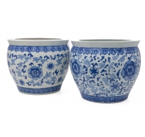 Paire de cache-pots Bleu blanc