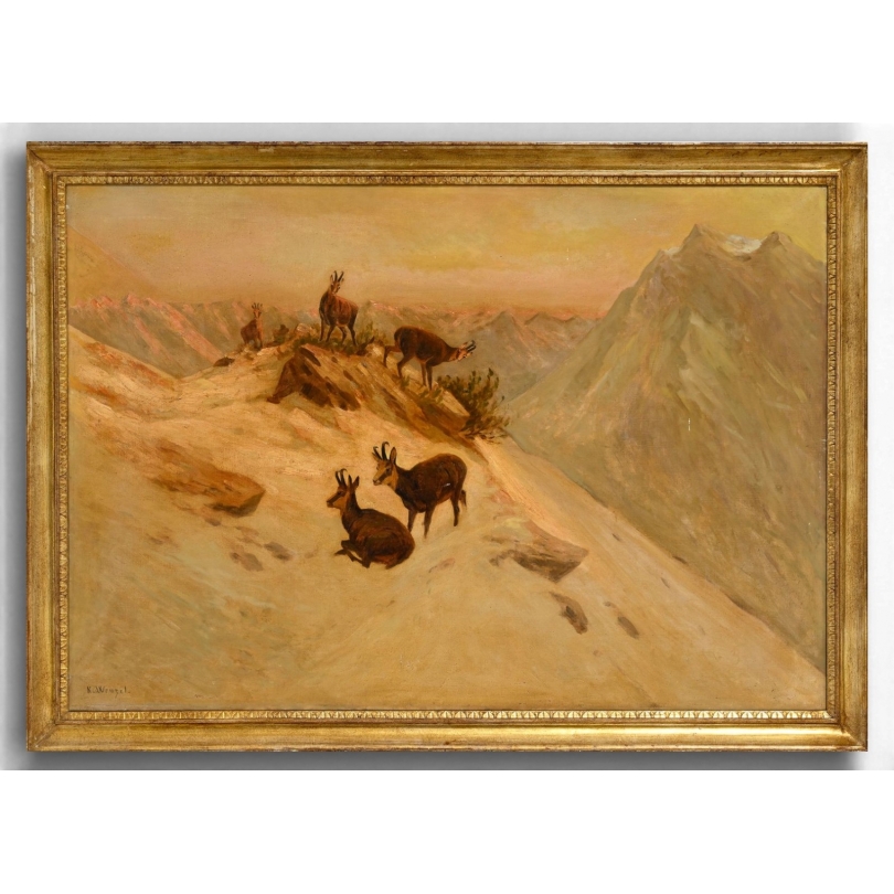 Tableau "Chamois" signé K. WENZEL