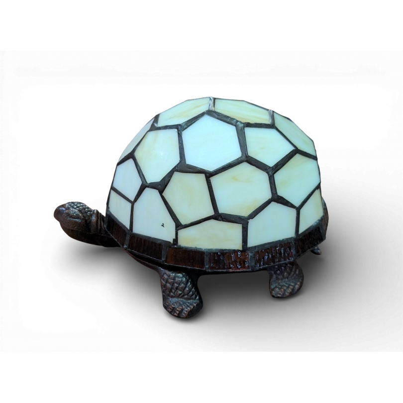 Lampe style Tiffany en forme de tortue, beige