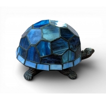 Lampe style Tiffany en forme de tortue, bleue