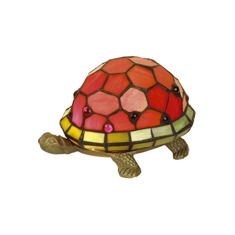 Lampe style Tiffany en forme de tortue, rouge