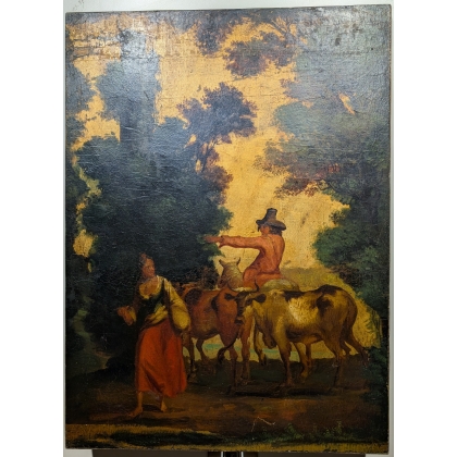 Pair of paintings entitled ‘Pastoral Scenes’