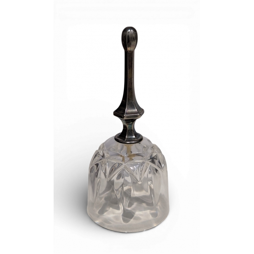 Cloche de service en métal argenté et cristal