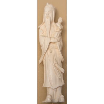 Okimono Fu Lu Shou en ivoire sculpté