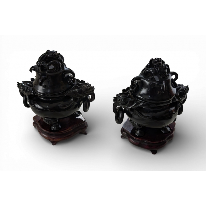 Paire de brûle-parfums en bakélite