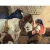 Tableau \"A l\'écurie\" signé KÜBLER L