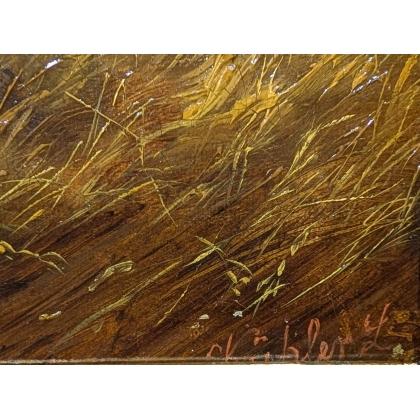 Tableau \"A l\'écurie\" signé KÜBLER L
