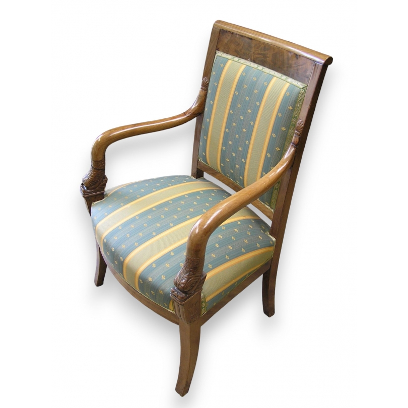 Fauteuil Empire Dauphin en acajou