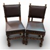 Paire de chaises en cuir brun