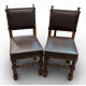 Paire de chaises en cuir brun