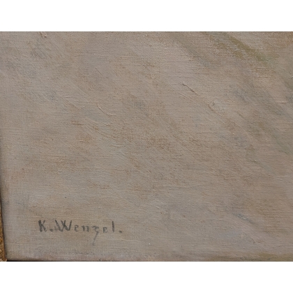 Tableau \"Chamois\" signé K. WENZEL