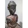 Bouddha assis en padamsana en bois sculpté