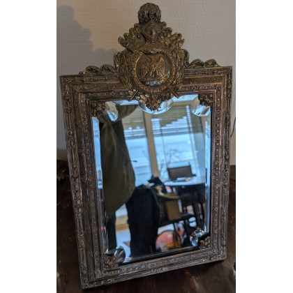 Miroir en argent aux armoiries Napoléoniennes