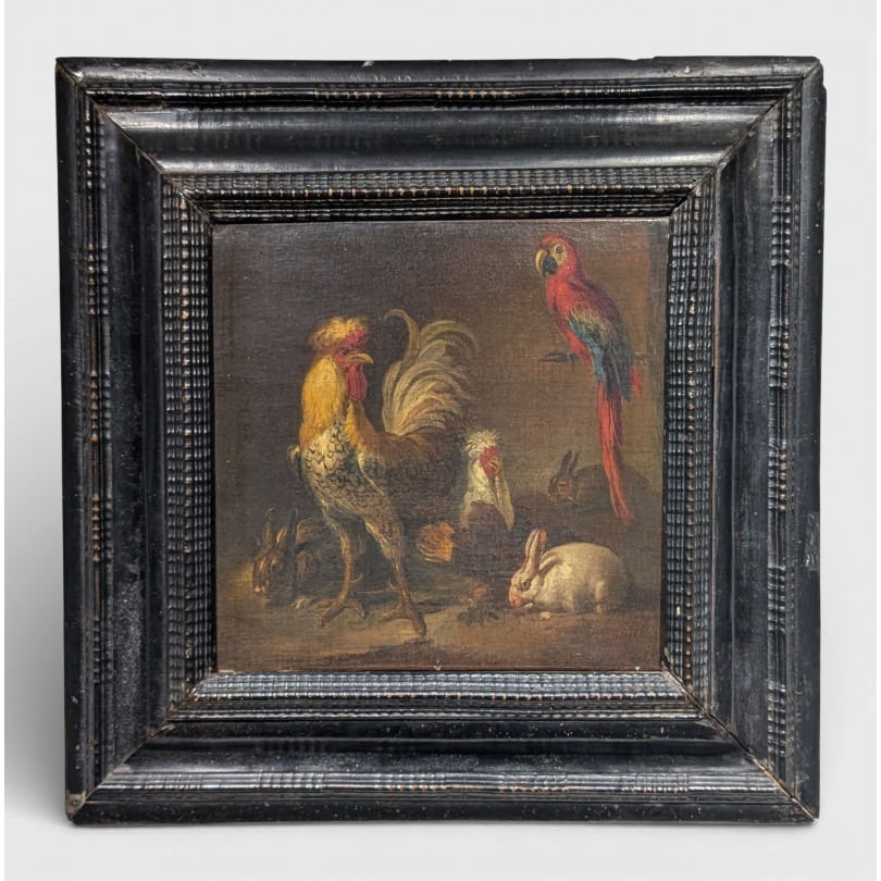 Tableau \"Basse-cour\" Ecole flammande