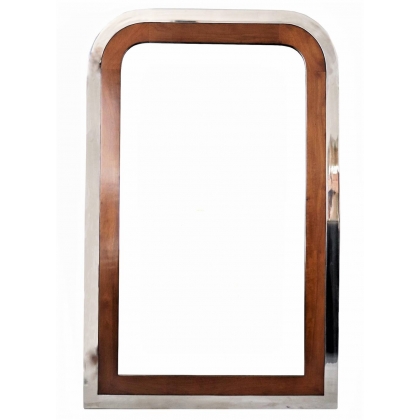 Miroir Montaigne en inox et bois