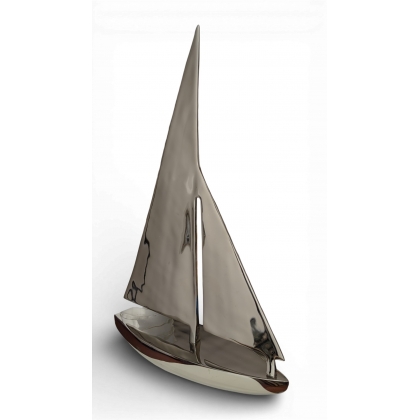 Bateau \"Voilier\" de décoration en aluminium poli