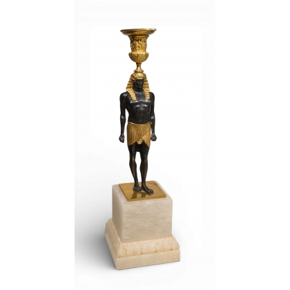 "Egyptian" candlestick in burnished and gilded bronze at  Moinat SA  - Antiques and home décor