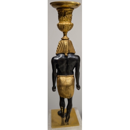 "Egyptian" candlestick in burnished and gilded bronze at  Moinat SA  - Antiques and home décor