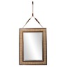 Miroir Palm beach, canné et cuir vintage