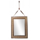 Miroir Palm beach, canné et cuir vintage