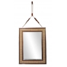 Miroir Palm beach, canné et cuir vintage