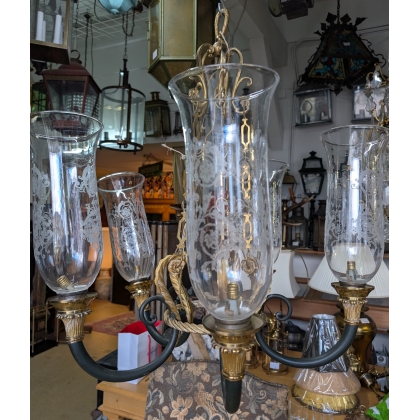 Lustre en bronze doré et noirci par Tisserant