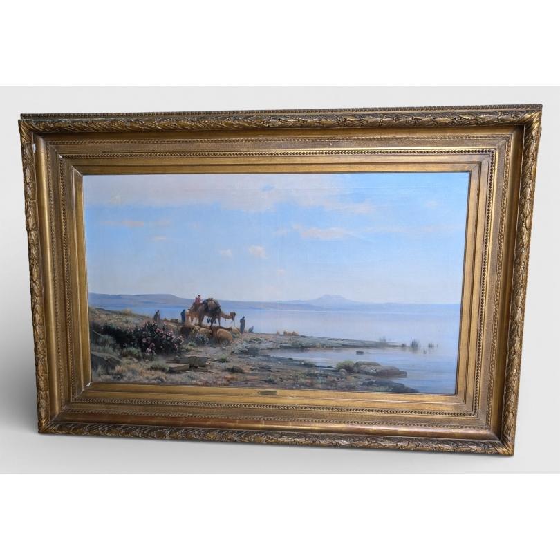 Tableau \"Bord du Nile\" signé A. VEILLON