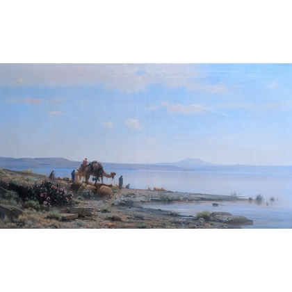 Tableau \"Bord du Nile\" signé A. VEILLON