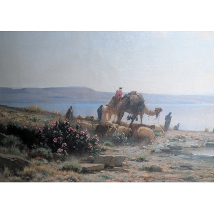 Tableau \"Bord du Nile\" signé A. VEILLON
