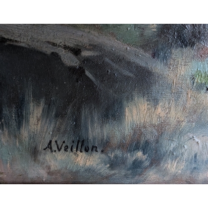 Tableau \"Bord du Nile\" signé A. VEILLON
