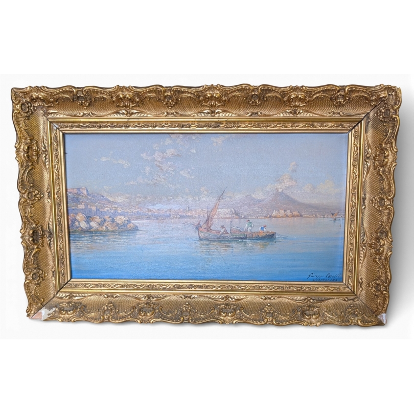 Tableau \"Vue de Naples\" signé CARELLI